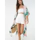 Colorful Leaf Printing Cardigan Loose Vacation Beach Cover-Up Swimwear