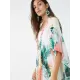 Colorful Leaf Printing Cardigan Loose Vacation Beach Cover-Up Swimwear