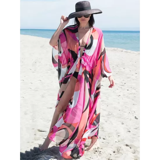 Chiffon Printed Loose Thin Cardigan Vacation Cover-Up Swimwear