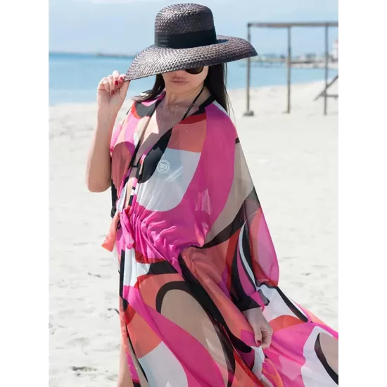 Chiffon Printed Loose Thin Cardigan Vacation Cover-Up Swimwear