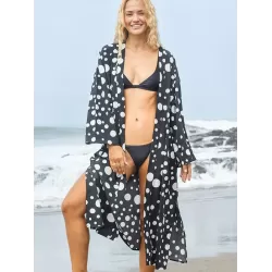 Polka-Dot Print Loose Cardigan Beach Cover-Up Swimwear