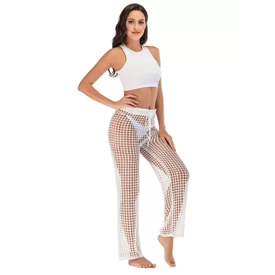 Sexy See-Through Crochetgo Hollow Beach Trousers Cover-Ups