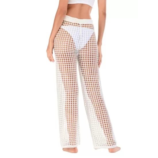 Sexy See-Through Crochetgo Hollow Beach Trousers Cover-Ups