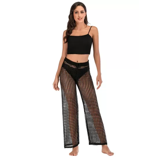 Sexy See-Through Crochetgo Hollow Beach Trousers Cover-Ups