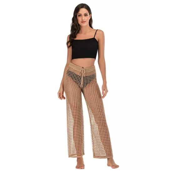 Sexy See-Through Crochetgo Hollow Beach Trousers Cover-Ups