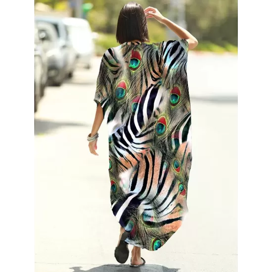 Animal Printed Loose Pocket Cardigan Vacation Beach Cover-Up Swimwear