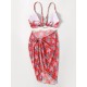 Three-Piece Floral Print Bandage Tie Side Bikini Swimwear