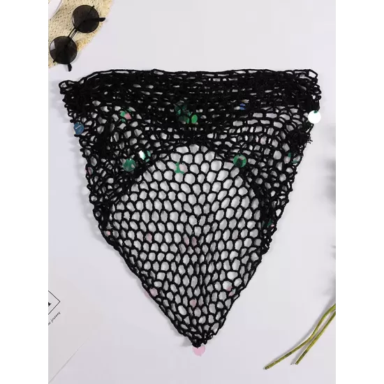 Knitted Hollow Sexy Triangle Scarf Shawl Cover-Up Swimwear