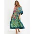 Half Sleeve V-Neck Loose Floral Split-Side Cover-Up Swimwear