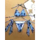 Gorgeous Embellished Bandage Triangles Split Bikini Swimsuit