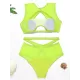 Fluorescent Hollow Split-Joint Split Bikini Swimsuit