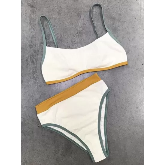 Contrast Color Split-Joint Split Bikini Swimsuit