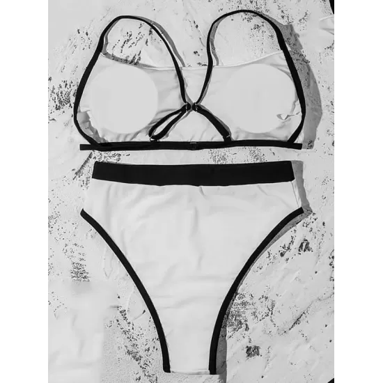 Contrast Color Split-Joint Split Bikini Swimsuit