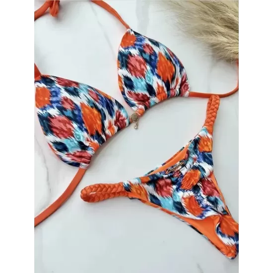 Leopard Halterneck Two Pieces Bikini Set