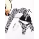 Long Sleeves Leopard Three Pieces Bikini Set