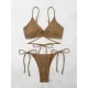 Halterneck V-Neck Two Pieces Bikini Set