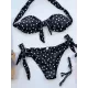 Polka-Dot Off-the-shoulder Bikini Swimsuit