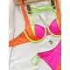 Color-Block Hollow Padded Halter-Neck Bikini Swimsuit