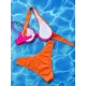 Color-Block Hollow Padded One-shoulder Bikini Swimsuit