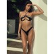 Backless Bandage Solid Color Split-Joint Halter-Neck Bikini Swimsuit