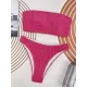 Bandage Solid Color Striped Padded Tube Bikini Swimsuit