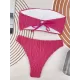 Bandage Solid Color Striped Padded Tube Bikini Swimsuit