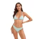 Three-piece Set Padded Backless Solid Color Halter-Neck Bikini Swimsuit