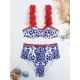 Appliques Floral Two Pieces Bikini Swimsuit