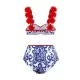 Appliques Floral Two Pieces Bikini Swimsuit