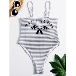 Striped Backless One-Piece Swimsuit