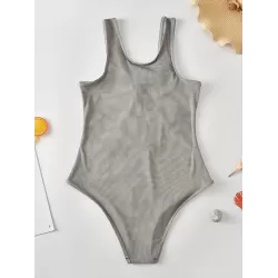 Solid Color Bandage One-Piece Swimwear