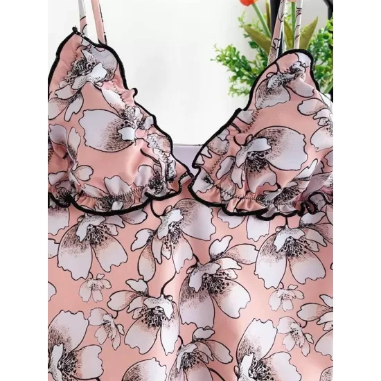 Floral-Print Triangles One-Piece Swimwear