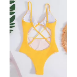 Solid Color Knotted Split One-Piece Swimsuit