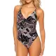 Floral Printed Plunging Backless One-Piece Swimsuit