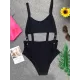 Adjusting Buckle Bandage Hollow One-Piece Swimwear