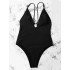 Solid Color Deep V-Neck Split Bikini Swimsuit