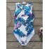 Cropped Floral Print One-Piece Swimsuit