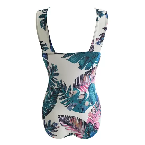 Cropped Floral Print One-Piece Swimsuit