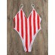 Sexy Striped Spaghetti-Neck One-Piece Bikini Swimsuit