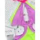 Fluorescent Contrast Color Split-Joint Hollow One-Piece Swimsuit