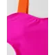 Fuchsia Contrast Color One-Piece Swimsuit