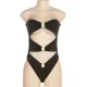 Padded Belly-Hollow Solid Color Tube One-Piece Swimwear