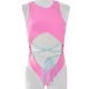 Solid Color Hollow Bandage One-Piece Swimsuit