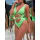 Nylon Sexy Bandage One-Piece Bikini Swimsuit