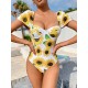 Sunflower Short Sleeve Underwired One-Piece Swimwear