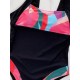 Contrast Color U-Neck Padded U-Back One-Piece Swimwear