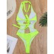 Belly-Hollow Halterneck Hollow Bandage Backless One-Piece Monokini Swimwear