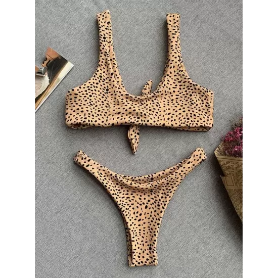 Leopard Print Backless One-Piece Swimsuit