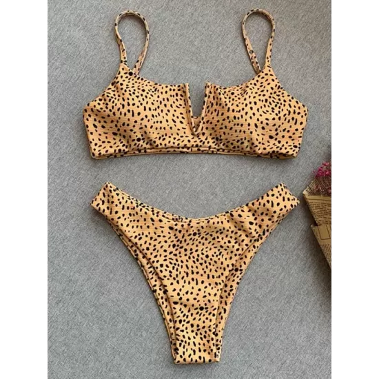 Leopard Print Backless One-Piece Swimsuit