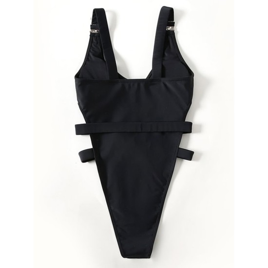 Sexy Sleeveless Split-Joint Hollow Monokini Swimwear